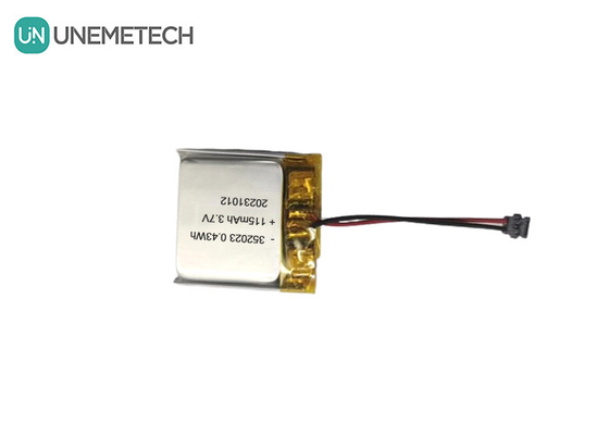소매 재충전 가능한 리포 배터리 352023 3.7V 115mAh GPS 추적기 리소 이온 폴리머 배터리