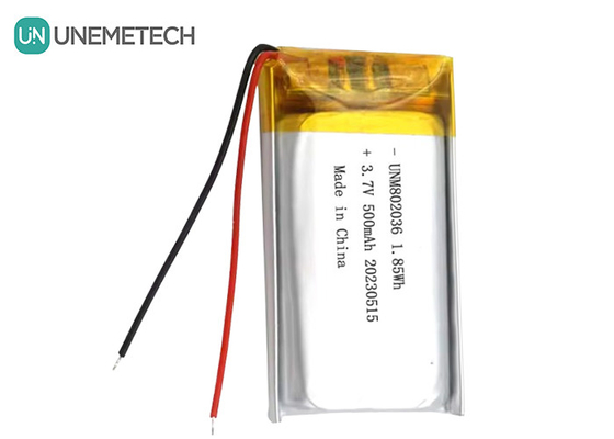 UNEMETECH 3.7V 리?? 이온 폴리머 배터리 500mAh 리?? 폴리머 배터리 802036 1.85Wh 리포 배터리