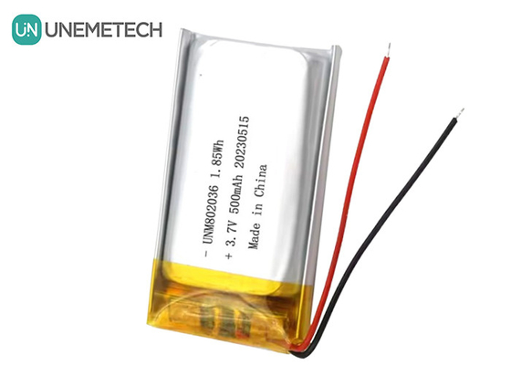 UNEMETECH 3.7V 리?? 이온 폴리머 배터리 500mAh 리?? 폴리머 배터리 802036 1.85Wh 리포 배터리