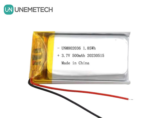 UNEMETECH 3.7V 리?? 이온 폴리머 배터리 500mAh 리?? 폴리머 배터리 802036 1.85Wh 리포 배터리