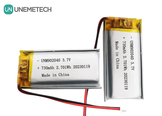 UL1642 인증서 재충전 가능한 리포 배터리 902040 3.7V 730mAh 모바일 장치