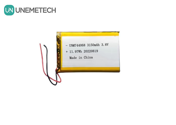 재충전 가능한 고전압 리포 배터리 3.8V 744068 3150mah 배터리 GPS 추적 시스템