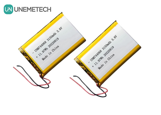 재충전 가능한 고전압 리포 배터리 3.8V 744068 3150mah 배터리 GPS 추적 시스템