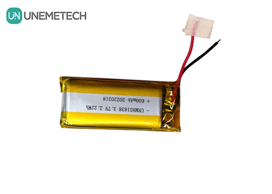 600mAh 맞춤형 은 리온 이온 배터리 / 851838 3.7V 착용 장치 리?? 이온 폴리머 배터리