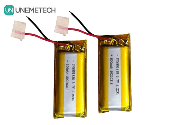 600mAh 맞춤형 은 리온 이온 배터리 / 851838 3.7V 착용 장치 리?? 이온 폴리머 배터리