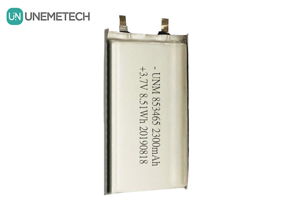 3.7V 2300mah 단일 셀 리?? 폴리머 배터리 팩 853465 의료 장비에 대한 IEC62133