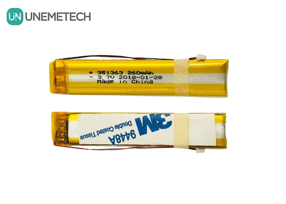 긴 좁은 3.7V 260mAh 사용자 지정 리?? 폴리머 배터리 351363 지능형 안경