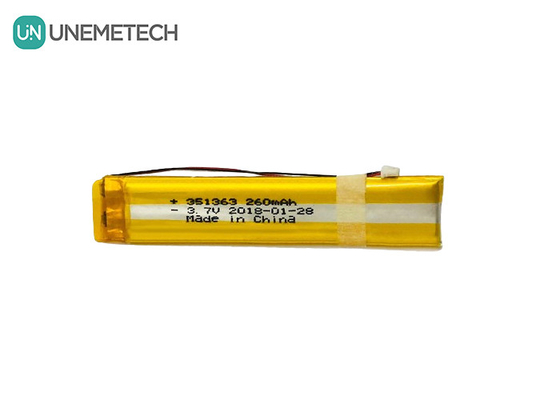 긴 좁은 3.7V 260mAh 사용자 지정 리?? 폴리머 배터리 351363 지능형 안경