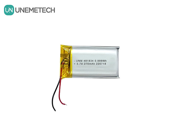 재충전 가능한 깊은 사이클 리온 이온 폴리머 배터리 3.7V 270mAh 481834 스마트 안경용