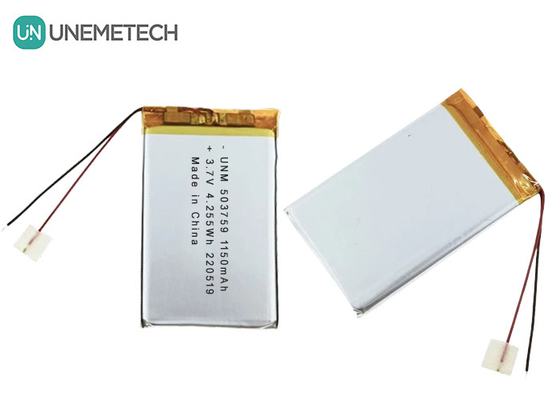 3.7V 1150mAh 503759 레코더용 맞춤형 리포 폴리머 재충전 배터리
