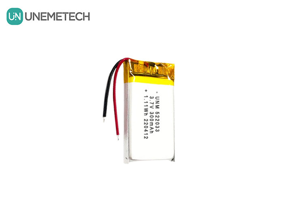 3.7V 300mAh 522033 스마트 워치용 유연한 사용자 지정 리?? 이온 폴리머 배터리