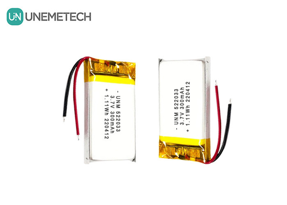 3.7V 300mAh 522033 스마트 워치용 유연한 사용자 지정 리?? 이온 폴리머 배터리