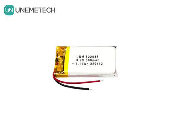3.7V 300mAh 522033 스마트 워치용 유연한 사용자 지정 리?? 이온 폴리머 배터리