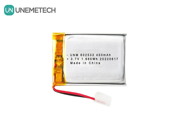 재충전 가능한 3.7V 450mAh 602533 심 사이클 리포 배터리 스마트 시계