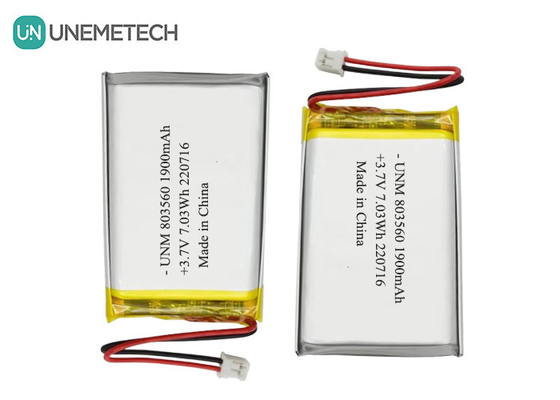 재충전 가능한 유연 리?? 폴리머 배터리 3.7V 1900mAh 803560 손전등
