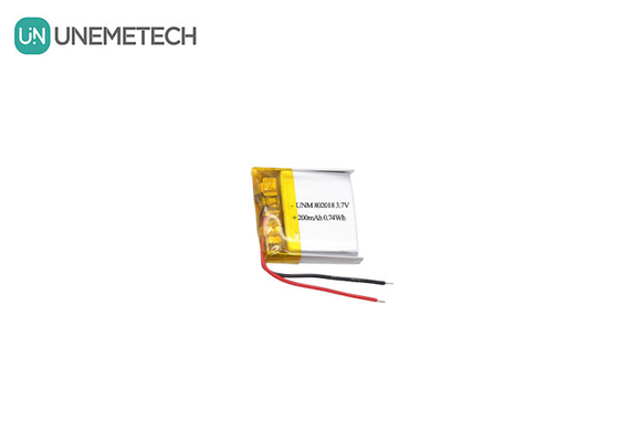 3.7V 200mAh 급 충전 리온 이온 폴리머 배터리 셀 802018