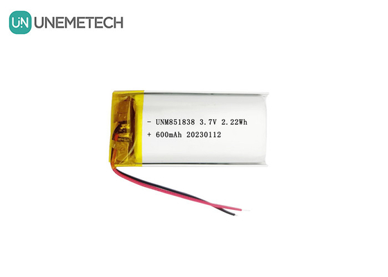 600mAh 재충전 가능한 리 폴리머 배터리 851838 3.7V 사용자 지정 리포 배터리