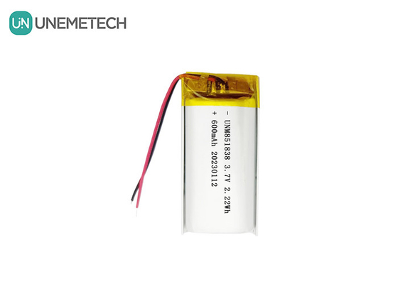 600mAh 재충전 가능한 리 폴리머 배터리 851838 3.7V 사용자 지정 리포 배터리